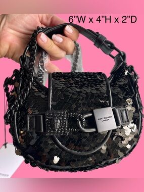 Kurt Geiger NWT Kingsley Crossbody/Shoulder/TopHandlesStructured/Sequins DustBag